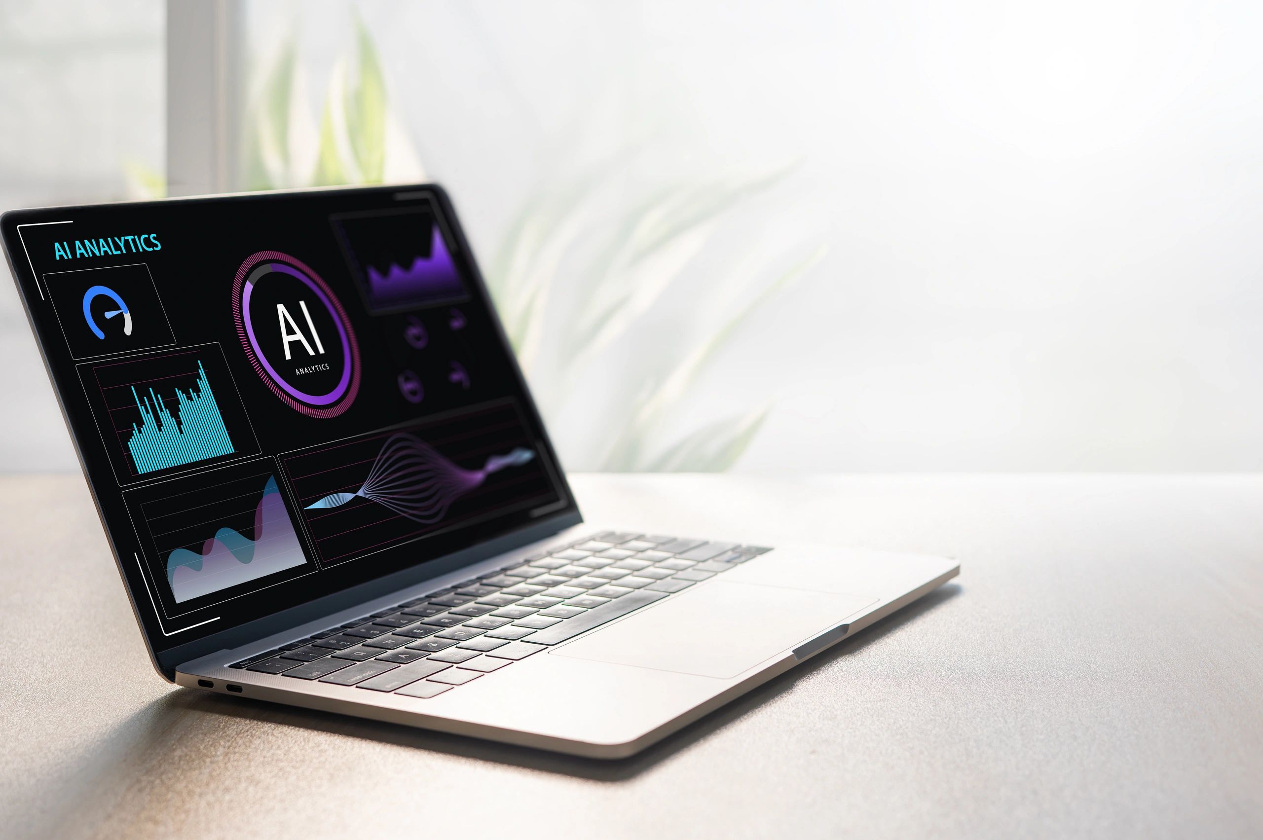 Laptop displaying business analytics dashboard
